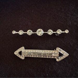 Kenneth Jay Lane Art Deco bar style & multi stone brooches silver & crystals